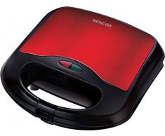 SENCOR SSM 4221RD Appareil à croque-monsieur (700 W, gaufres, paninitoaster, barbecue de table pour toast, gaufres) Noir/rouge