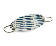 Villa DEste Home Tivoli Poisson Plat Ovale, Blanc, L 38 x P 15 x H 2 cm.