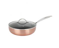 Sitram 711930, Sauteuse ALUCOPPER D24 cm en aluminium pressé couleur CUIVRE - manche thermorésistant - revêtement noir anti-adhérent sans PFOA - tous feux dont induction