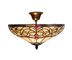 Lumilamp 5LL-5908 Art Deco Tiffany Plafonnier en Verre coloré E14/max.2x40 W