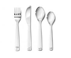 Zilverstad Couverts pour Enfant Véhicules de Chantier, 4 pièces, en Acier Inoxydable, Argent, 21.5 x 15.5 x 2.5 cm