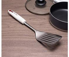 PEDRINI Lillo Spatule ajourée pour poêle à Frire, Acier Inoxydable, Finition Miroir, Blanc/Acier, 375 x 72 x 24 cm