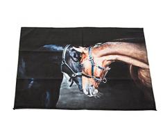 COUNTRY MATTERS de Vieux Amis Chevaux Torchon, Coton, Multicolore, 70Â x 55Â x 2Â cm