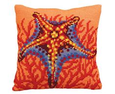 Collection DArt 5147 Etoile et Corail Orange Kit de Coussin Gros Trous Coton Multicolore 50 x 45 x 0,1 cm
