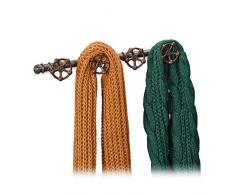 Relaxdays 10028986 Garde Robe de Style Industriel, 4 Crochets penderie, en Pipeline Fonte de Fer décoratif, Rustique, HxlxP 6,5, Marron, 1 élément