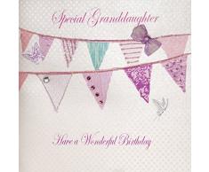 White Cotton Cards fanions Inscription Special Granddaughter Ont Un Merveilleux AnniversaireÂ» Carte danniversaire Faite Ã la Main