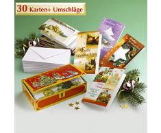 WENKO 6803510500 coffre de 30 cartes de noël avec cartes, cellulose, 17,5 x 4,5 x 10,5 cm (marron)