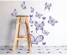 Decoramo Stickers muraux Papillons Deco DÃ©coration Murale, PVC, Lavande, 60Â x 0,1Â x 60Â cm