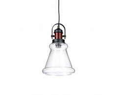 Relaxdays Suspension luminaire lampe à suspension avec abat-jour en verre H x l x P: 133 x 23 x 23 cm style industriel, transparent