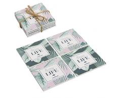 Dcasa Lot de 4 Dessous de Verre en Bois pour Repas et Repas Unisexe Adulte, Multicolore (Multicolore), Unique