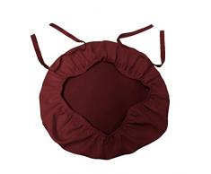 La Housse en Popeline chiavary Coussin de Chaise Lin, Polyester, Bordeaux, Lot de 4