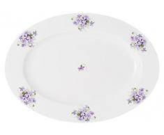 La Cija Violetas Grande Plat en Porcelaine 40 cm, Blanc