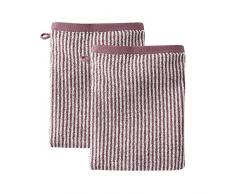 Living Crafts Lot de 2 Gants de Toilette Prune Clair/Naturel Taille Unique
