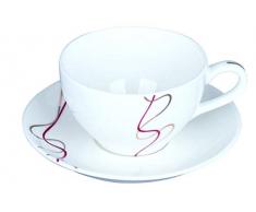 Royalford Lot de 12 tasses et soucoupes rondes en porcelaine anglaise â Idéal pour un usage quotidien â Non toxique, sans goût, surface lisse, translucide, prise en main confortable et léger