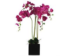 Leaf Orchidée Artificielle Rose foncé dans Un Cube en céramique de 90 cm