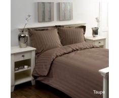 Papillon Satin Rayures Housse de Couette Taupe Coton 200 x 200/220 cm