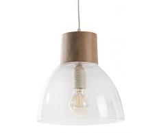 Luminaire Studio bois transparent, suspension bois/verre, 60 W, bois/transparent, ø 25 x H 25 cm