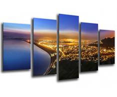 Tableau Moderne Photographique, Impression sur bois, Coucher de soleil au port, 165 x 62 cm, ref. 26209