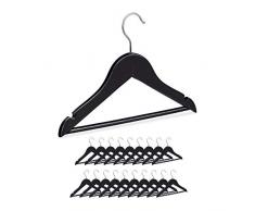 Relaxdays 10026491, 20 cintres en bois, vÃªtements bÃ©bÃ© enfant Traverse crochet rotatif, encoches, noir, mÃ©tal, 19 x 30,5 x 1 cm