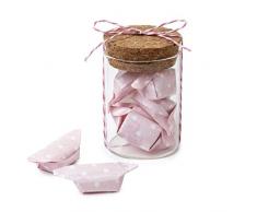 Mopec ID150.02 Lot de 12 bocaux en verre et 5 bonbons roses 4,5 x 6,5 cm