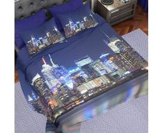 PETTI Artigiani Italiani - Parure de Lit, Lit (90x200), Drap de Lit, Linge de Lit, New York, Tissu 100% Satin Frais, 100% Made in Italy