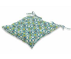 Galileo Casa 2420280Â Coussin de Chaise, Polyester, Bleu/Vert, 40Â x 40Â x 7Â cm