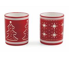 Villa dEste Home Tivoli Lights photophore, céramique, Rouge, 7.5 x 7.5 x 9 cm