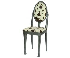 en étain de haute Street Design Lot de 4 chaises de salle à manger en tissu imprimé avec pieds Nuovo et peau de vache Coussins