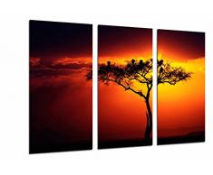 Tableau Moderne Photographique, Impression sur bois, Nature, arbre africain, coucher de soleil, 97 x 62 cm, ref. 26585