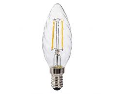 Xavax Ampoule LED (25 W, E14, 250 lm, 15000 h, blanc chaud, LED 230V, ampoule en forme de bougie, totalement en verre, filament) Transparent