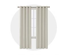 Deconovo Rideau Occultant Cuisine Anti Chaleur Salon à Oeillet Fenetre Chambre Adulte de Porte Isolant Thermique 2 Pcs, Beige, 140x229cm