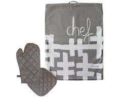 laroom 13788 â Set Torchon Cuisine et Gants Four Chef, Clair Gris