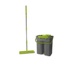 Galileo Casa 2194436 Balai Ã Franges Deluxe avec Seau 12 l pour Nettoyage avec Man.Gri/Ver, Gris, Non