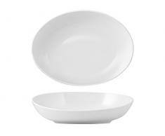 H&H Table Hotelware Coupe Ovale obli, Porcelaine, Blanc, 49Â x 35Â x 16Â cm