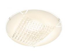 Briloner Leuchten 3289-016 plafonnier, Spots, Lampe Salon, Applique LED, Verre avec Decor, Métal, 12 W, Blanc, 30 x 30 x 11 cm