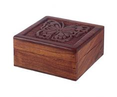 GJ Boon BoÃ®te Ã encens en Bois Rouge Multicolore Hauteur 6 cm Largeur 12,5 cm Profondeur 12,5 cm