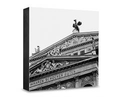 COGNOSCO HG-F101 Tableau Mural en Bois avec Photo darchitecture Frankfurt Alte Oper, Bois, Noir et Blanc 15 x 15 cm