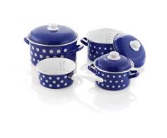 GSW 189606 Batterie de cuisine 7 pièces Bleu/blanc/émail dacier, plastique.