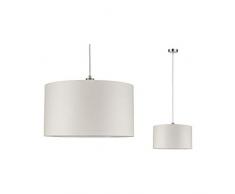 Paulmann 70924 luminaire en suspension Tessa rond max. 60 watts lampe suspendue Crème, Acier brossé éclairage de plafond Métal, Tissu E27, W, Pendelleuchte
