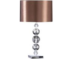 Honsel 91461 Lampe de bureau Chrome/Verre transparent / Abat-jour marron