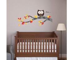 Walplus Crèche et Hibou Arbre Amovible Auto-Adhésif Mural Murals Crèche Maison Bureau, Décoration 63 X 30 CM