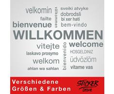 Graz Design Sticker Mural repositionnable avec Inscription en Allemand Herzlich WiLLKOMMEN Gris 50 cm x 35 cm