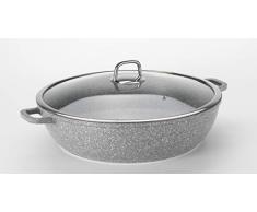 Q.b. TGMX36QB101 Poêle, 36 cm, aluminium moulé sous pression, couvercle en verre avec poignée en acier