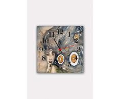 Bonamaison Horloge Murale en MDF, Multicolore, 30 x 30 cm