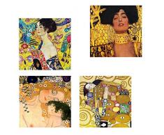 Legendarte Tableau, Impression sur Toile - Peintures De Klimt - Composition 3 - cm. 50x50 (4 Panneaux)