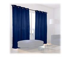 Relaxdays Rideaux occultants avec Åillets lot de 2 couleur unie en polyester HxlxP: 245 x 135 x 0,5 cm, bleu foncÃ©