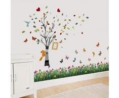 Walplus Autocollant Mural Papillon Herbe Cadre Photo Amovible Art DÃ©calques Vinyle Maison DÃ©coration DIY Vivant Chambre Bureau Papier Peint DEnfants Cadeau, Multicolore