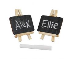 eBuyGB Mini Chevalet Craie/Noir Board-Reusable Place NumÃ©ro de Table Nom de la Carte Prix (Lot de 8), Bois, Multicolore, 8