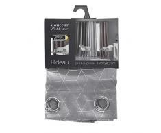 douceur dintérieur rideau a oeillets 135x240 cm occultant imprime argent optic gris