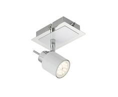 Briloner Leuchten 2866-016 Applique LED, plafonnier, Spots, Lampe Salon denfant ou Chambre a Coucher, orientable, Métal, GU10, 5 W, Blanc/Argent